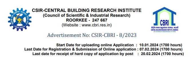 CSIR-CBRI Advertisement Out 2024