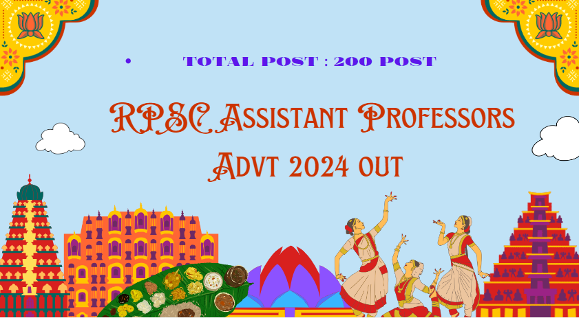 RPSC Assistant Professors Advt 2024 out
